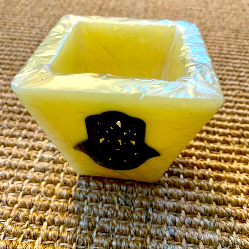 Meditation Decor Moroccan Wax Candle holder yellow bohemian relaxation